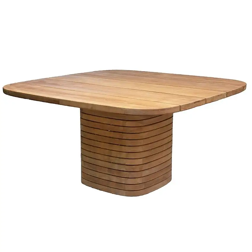 Quadratischer Esstisch „Mellow“ von Cane-line für den Außenbereich – Teak/Teak