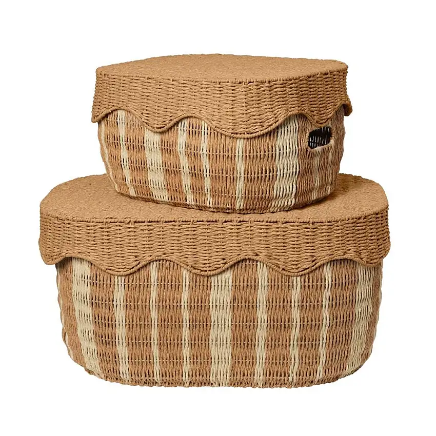 Ferm Living Rivan Aufbewahrungskörbe, 2er-Set – Natur/Cremeweiß