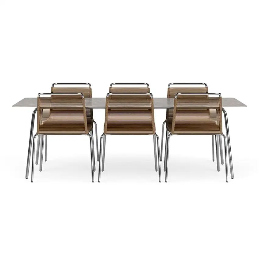 FDB Furniture Teglgård Großes Gartenmöbelset 90x200 cm - Edelstahl/Braun