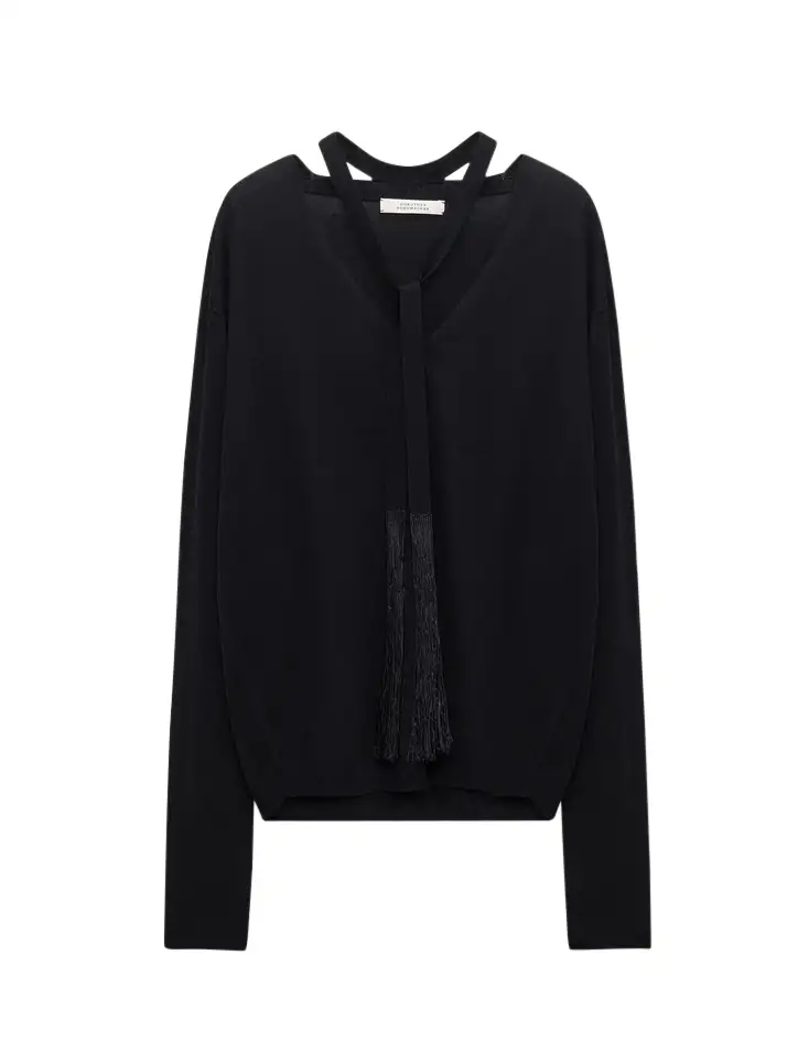 Dorothee Schumacher - Pullover mit kleiner Schluppe mit Fransen