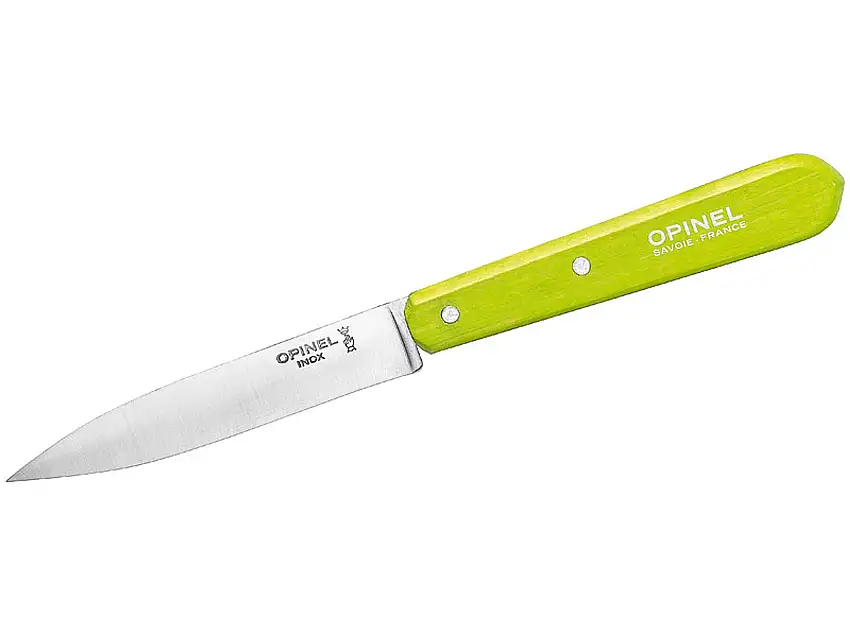 Opinel Küchenmesser No. 112, rostfreier Sandvik-Stahl, hellgrüner Buchenholzgriff
