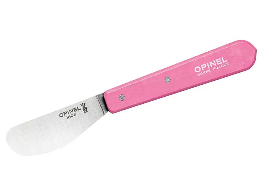 Opinel Aufstrichmesser No. 117, rostfreier Sandvik-Stahl, rosafarbener Buchenholzgriff