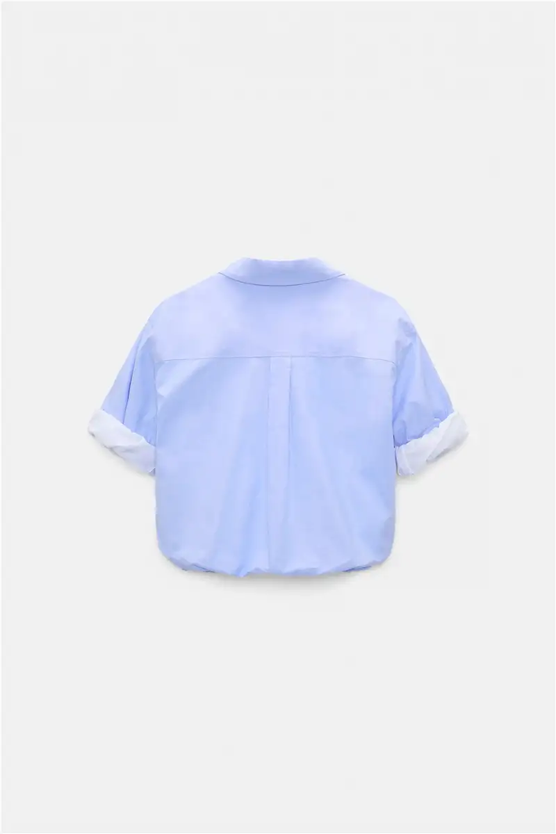 Dorothee Schumacher - Zweilagige, kurz geschnittene Blousonbluse oxford blue