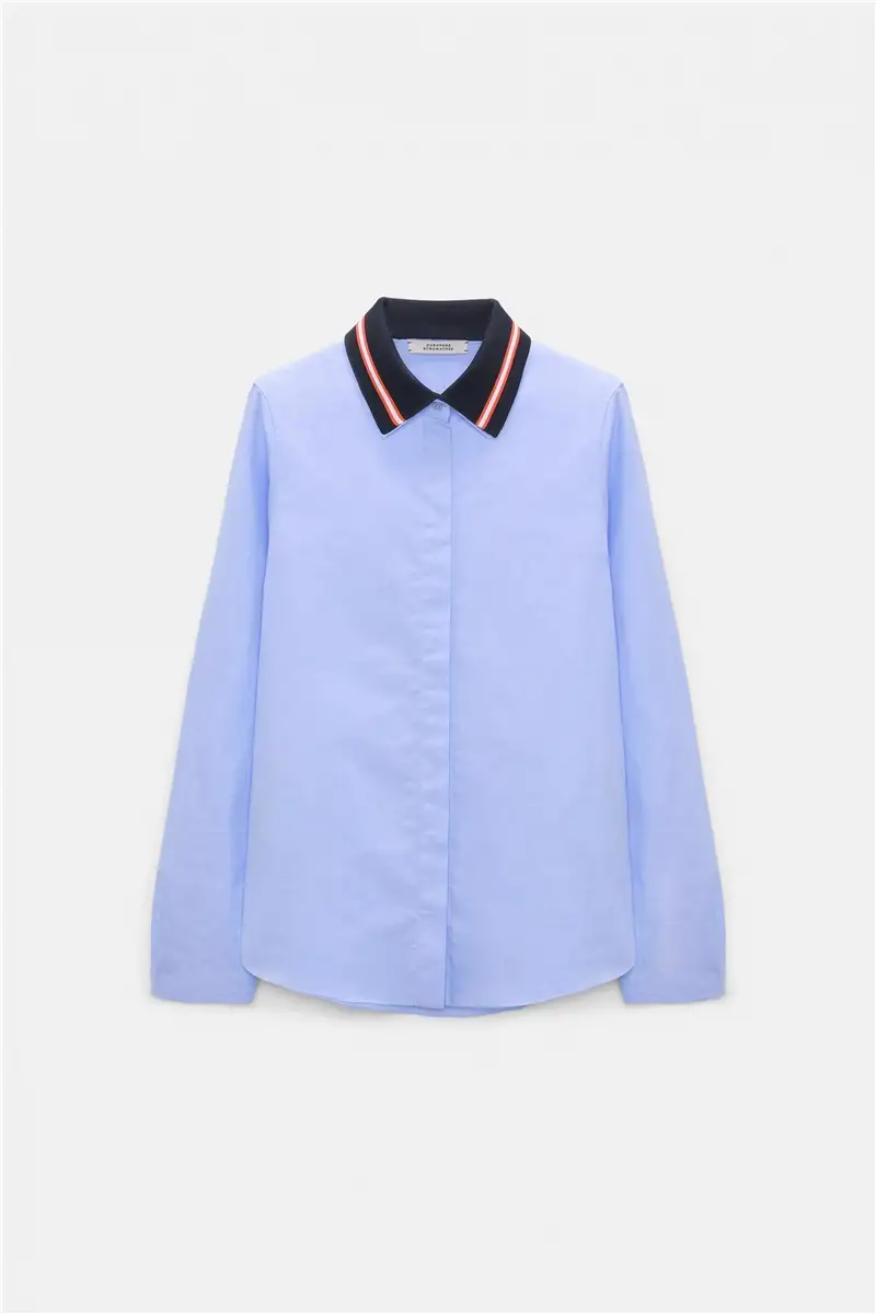 Dorothee Schumacher - Bluse mit abnehmbarem, gestreiftem Polokragen aus Baumwoll-Oxford oxford blue