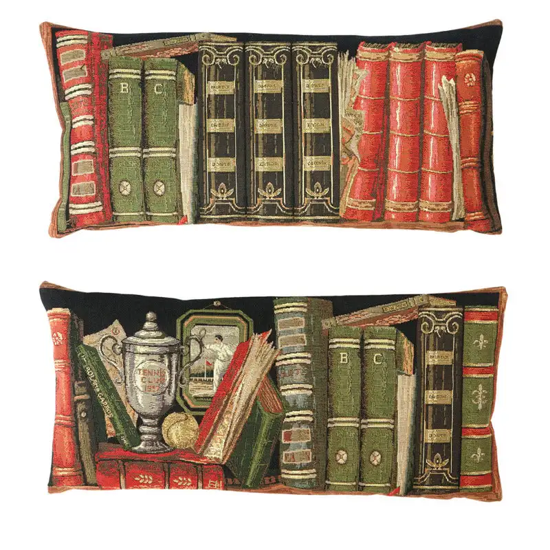 Gobelin Kissenhüllen Set Bibliothek 45x20 cm
