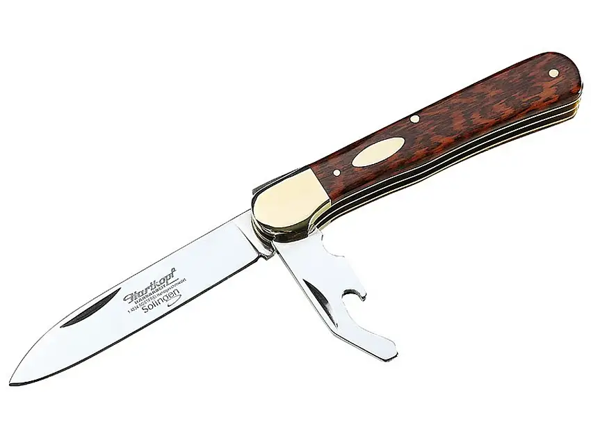 Hartkopf Federdrücker-Taschenmesser, Stahl 1.4034, rostfrei, Klingenarretierung, Amouretteschalen, Neusilberbacken