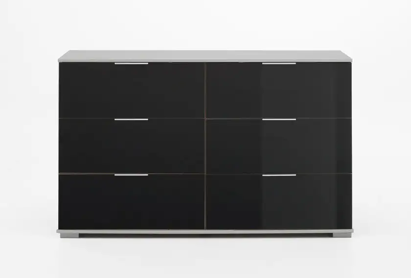 Kommode Weiß/Glas Schwarz 130 x 83 x 41 cm