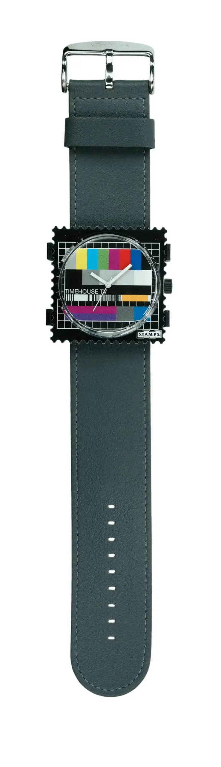 STAMPS Uhr komplett - Zifferblatt Test Pattern mit Armband Grey