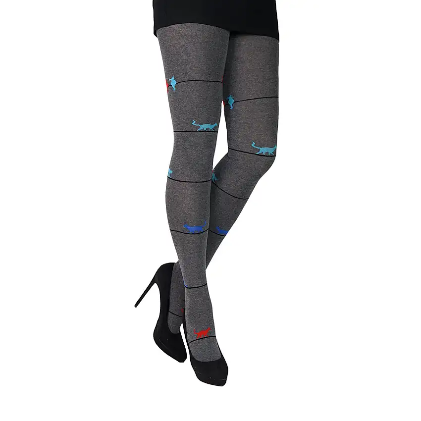 Crönert Damen Strumpfhose Cats on the Road grau- anthrazit