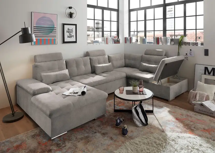Wohnlandschaft Medan Taupe 324x107x218 cm