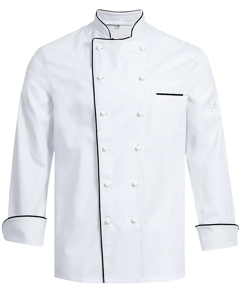 Greiff Kochjacke weiß Paspel schwarz Cuisine Premium Regular Fit