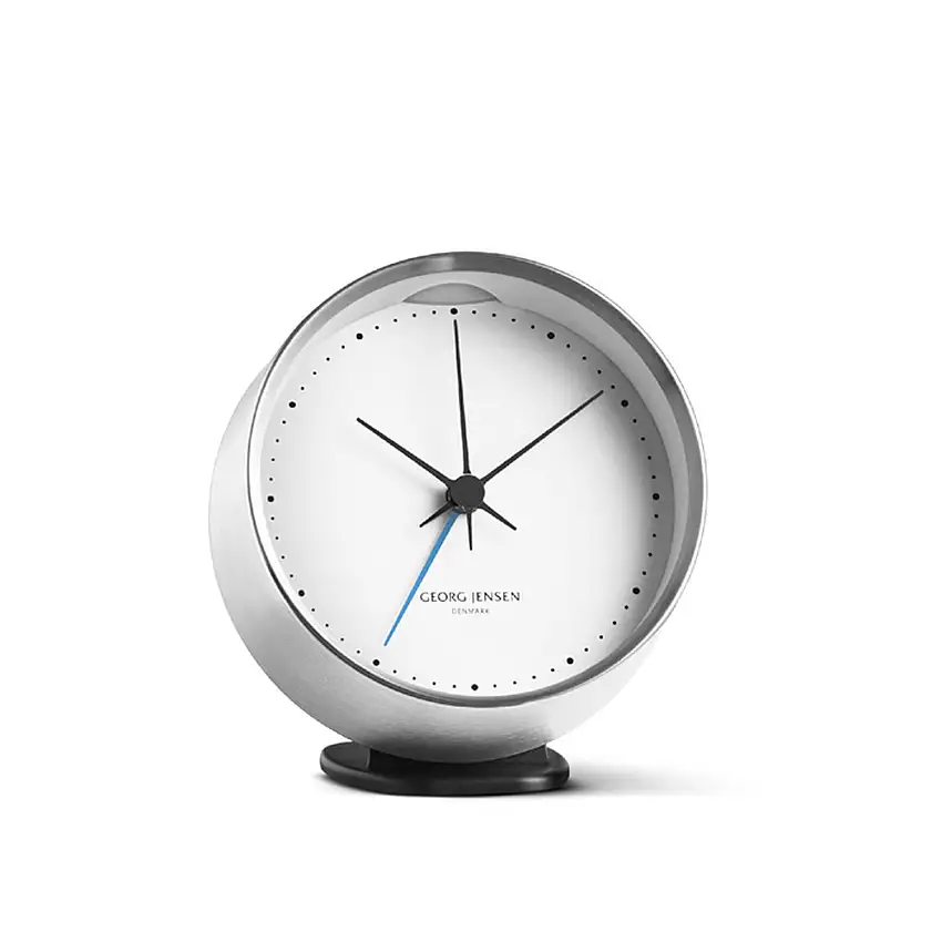 Georg Jensen Henning Koppel Wecker Ø 10 cm stahl weiß