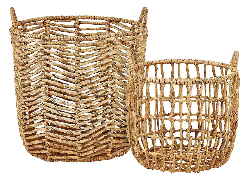 Villa Collection Korb mit Henkel Wasserhyazinthe Set 2 Stk. natur Höhe 26 cm Ø 35 cm / Höhe 45 cm Ø