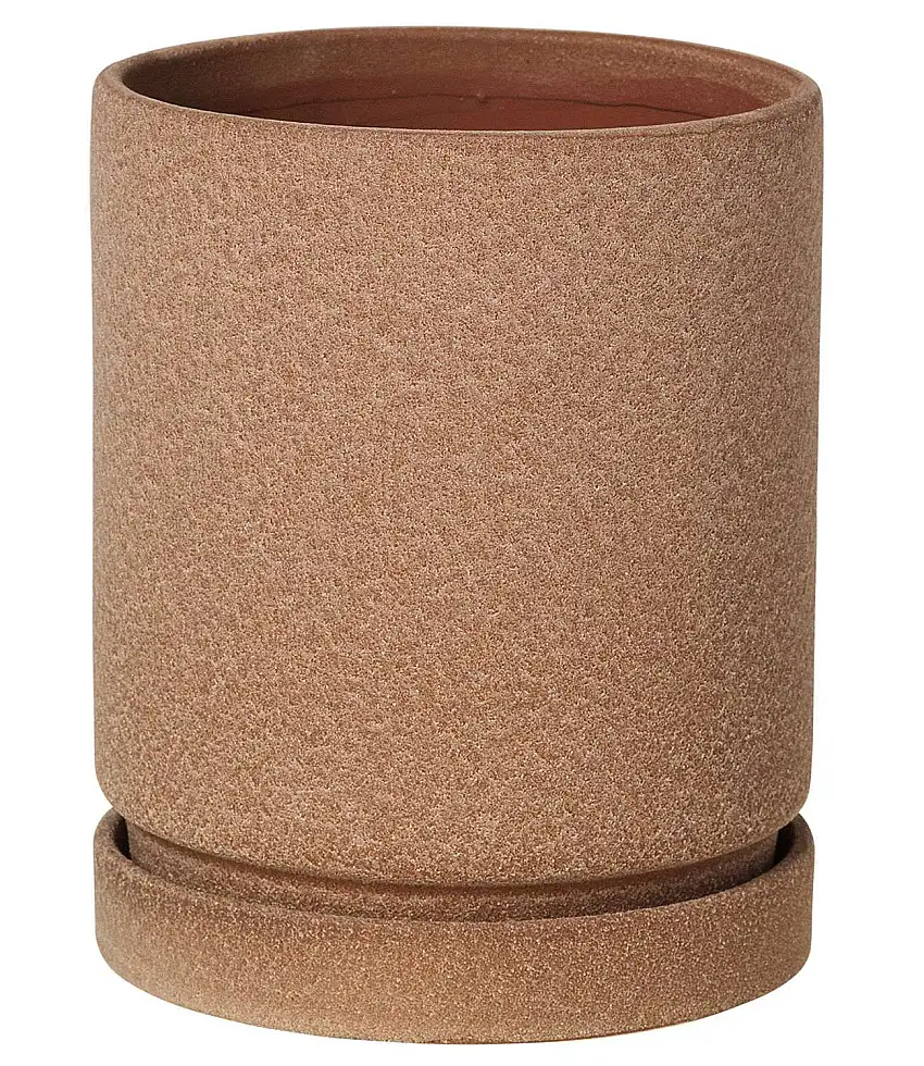 Broste Copenhagen Blumenübertopf Steingut Polaris kamelbraun