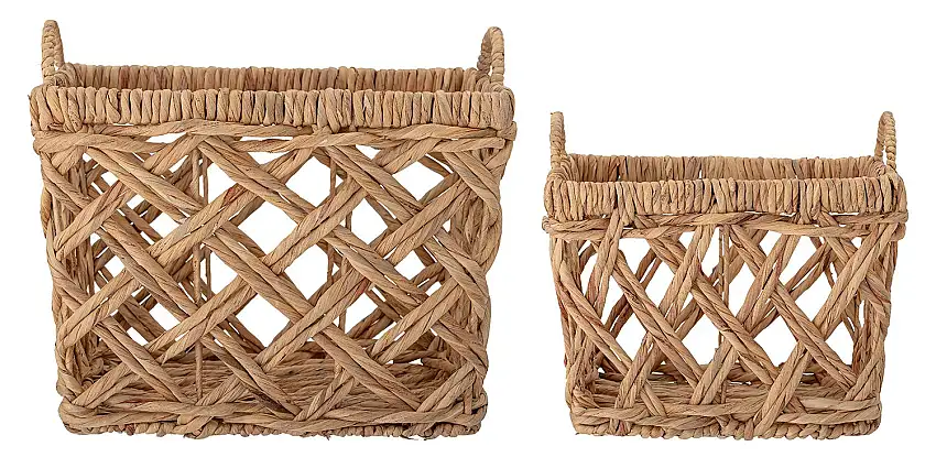 Bloomingville Sadia Korb mit Griff Wasserhyazinthe 2er Set Höhe 32 cm Länge 35 cm / Höhe 35 cm Länge