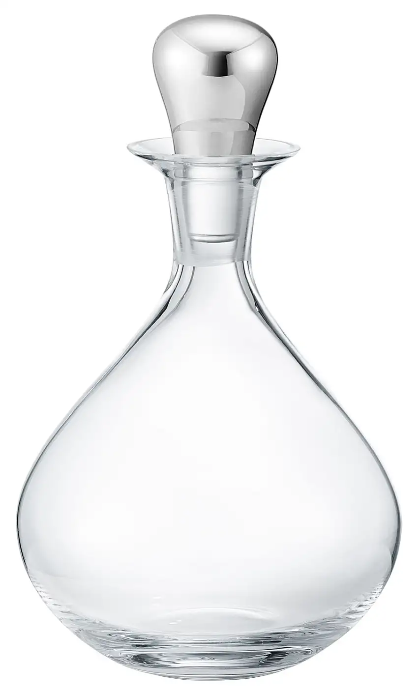 Georg Jensen Sky Cognac Dekanter 1,45 l mit Stahlstopfen Edelstahl poliert, Kristallglas