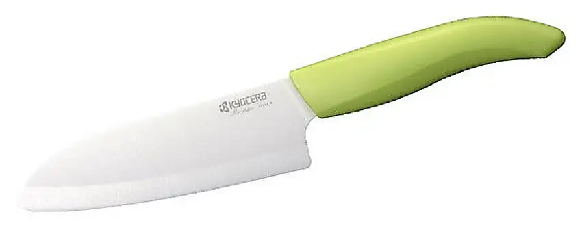 Kyocera Santoku, weiße Keramikklinge, apfelgrüner Griff