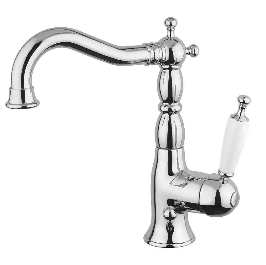 Nostalgie Wasserspararmatur Oxford Chrom, weiße Keramik