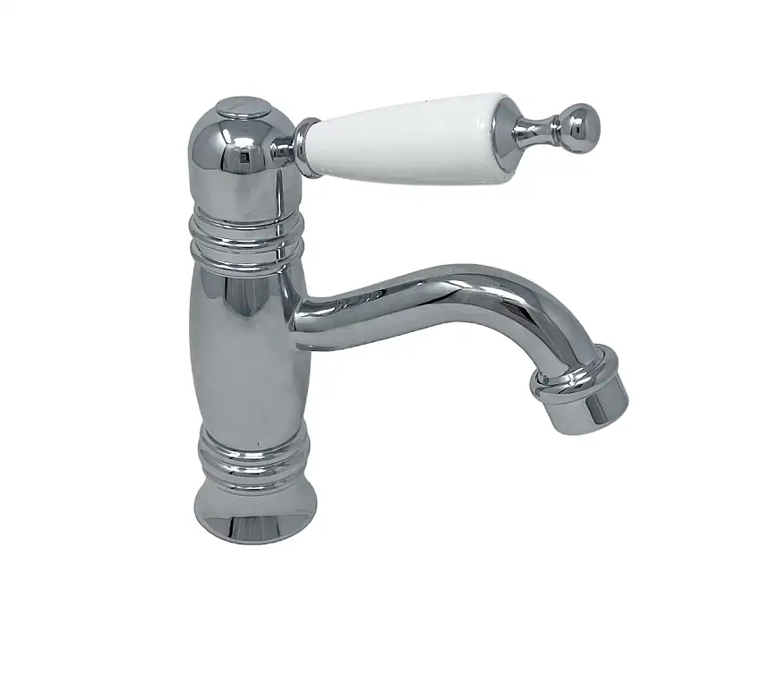Kleine Wassersparende Nostalgie Waschbeckenarmatur Oxford Petit mit Keramikgriff