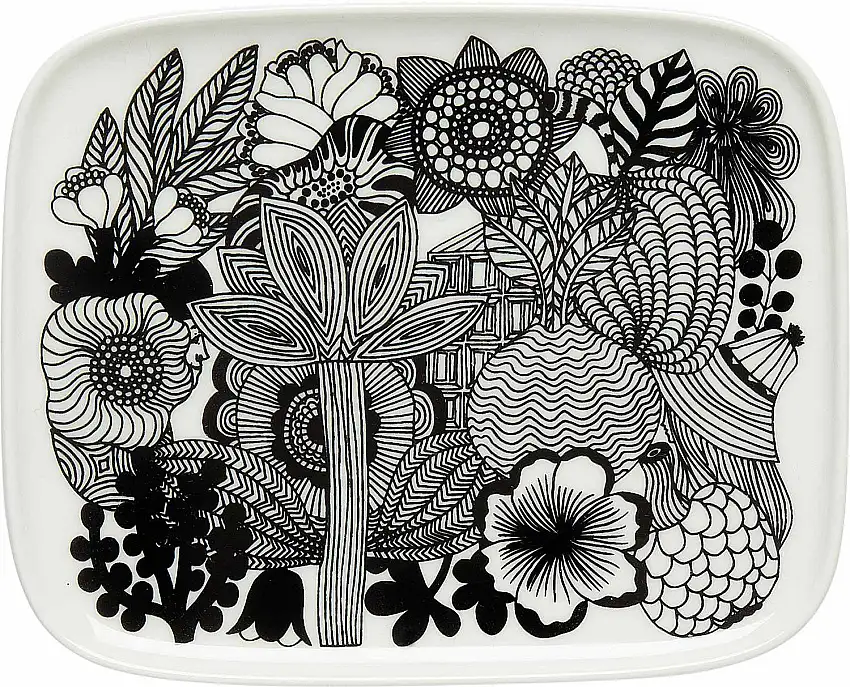 Marimekko Siirtolapuutarha (Schrebergarten) Oiva Teller 12x15 cm schwarz, cremeweiß