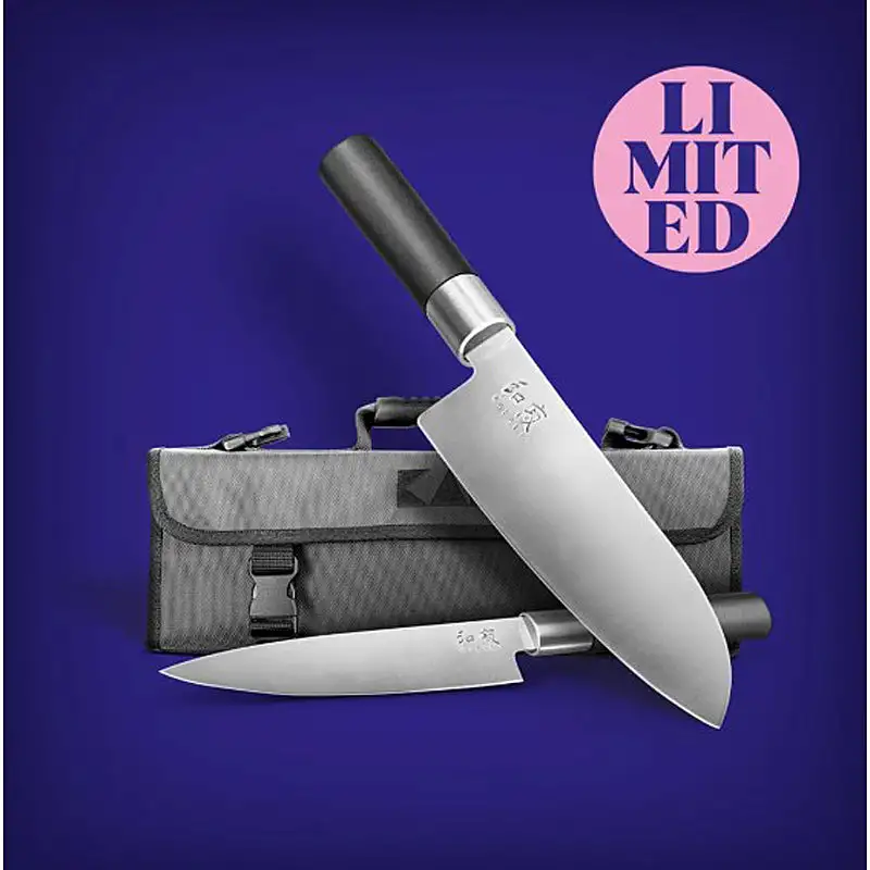 Kai Wasabi Black Set Santoku & Allzweckmesser & Messertasche