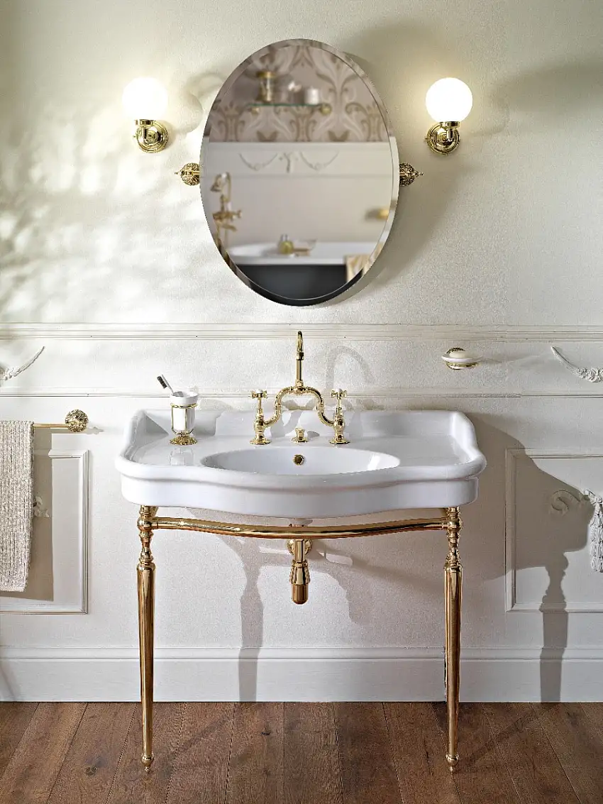 Konsolenwaschtisch Palladio 100cm mit klassischem Metallunterbau