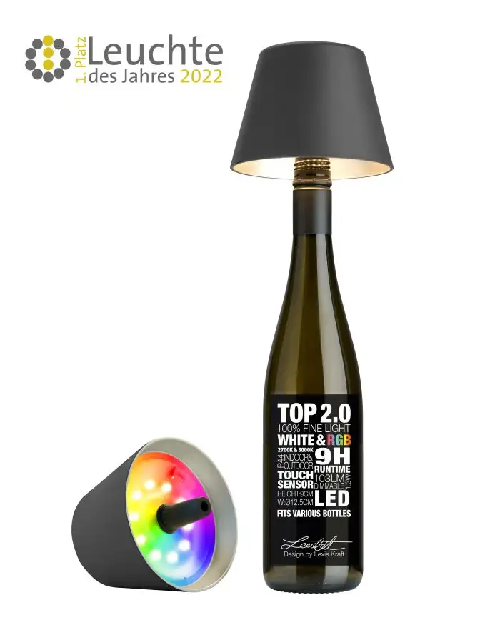 Sompex-Lighting TOP 2.0 - Anthrazit, Akku-Flaschenleuchte