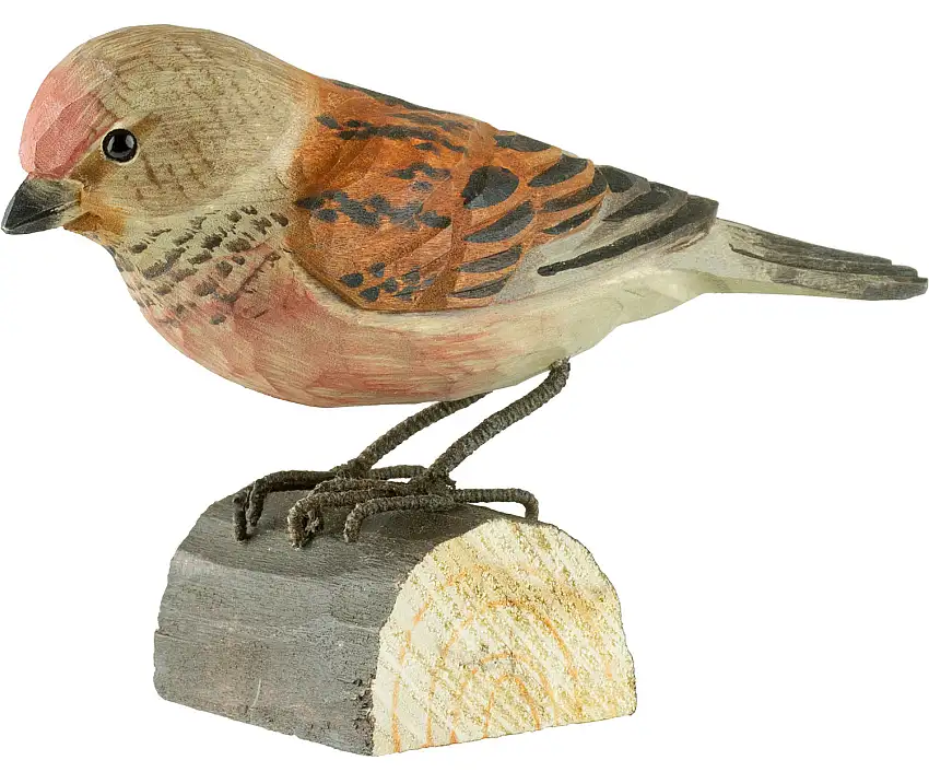 Wildlife Garden Decobird Bluthänfling handgeschnitzt