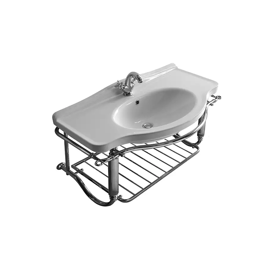 Waschbecken Margaret 95cm mit wandhängenden Metallunterbau