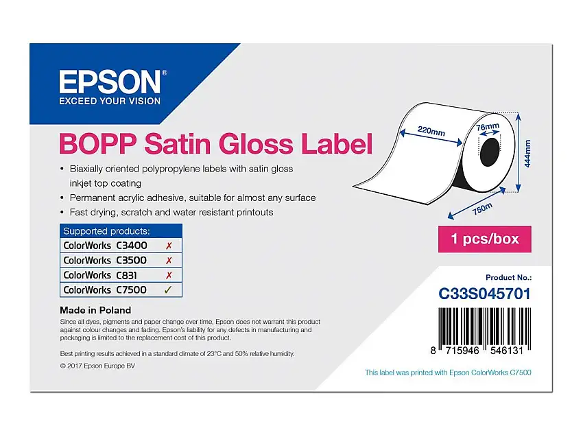 Epson Etikettenrolle, Kunststoff, 220mm, C33S045701