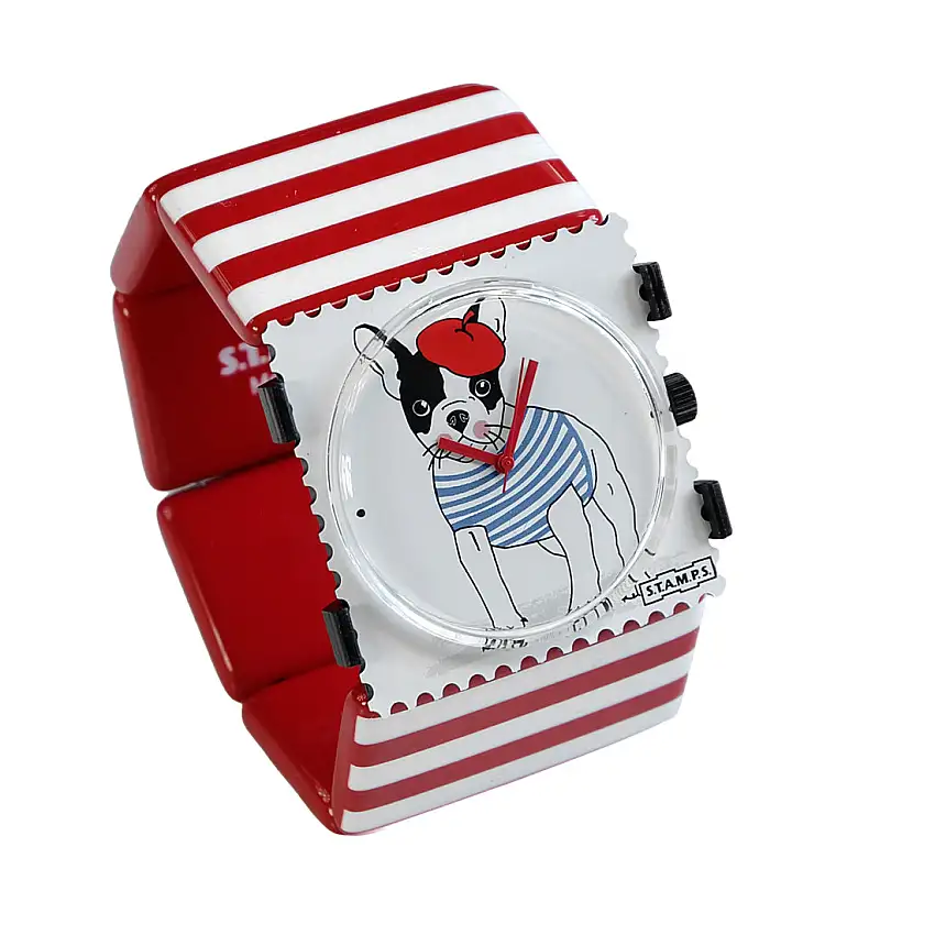 S.T.A.M.P.S. Uhr komplett - Zifferblatt Cherie auf Belta Stripes Red White