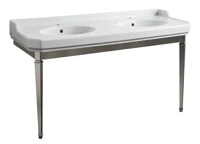 Doppelwaschtisch Romana 135cm mit Art Deco Metallunterbau