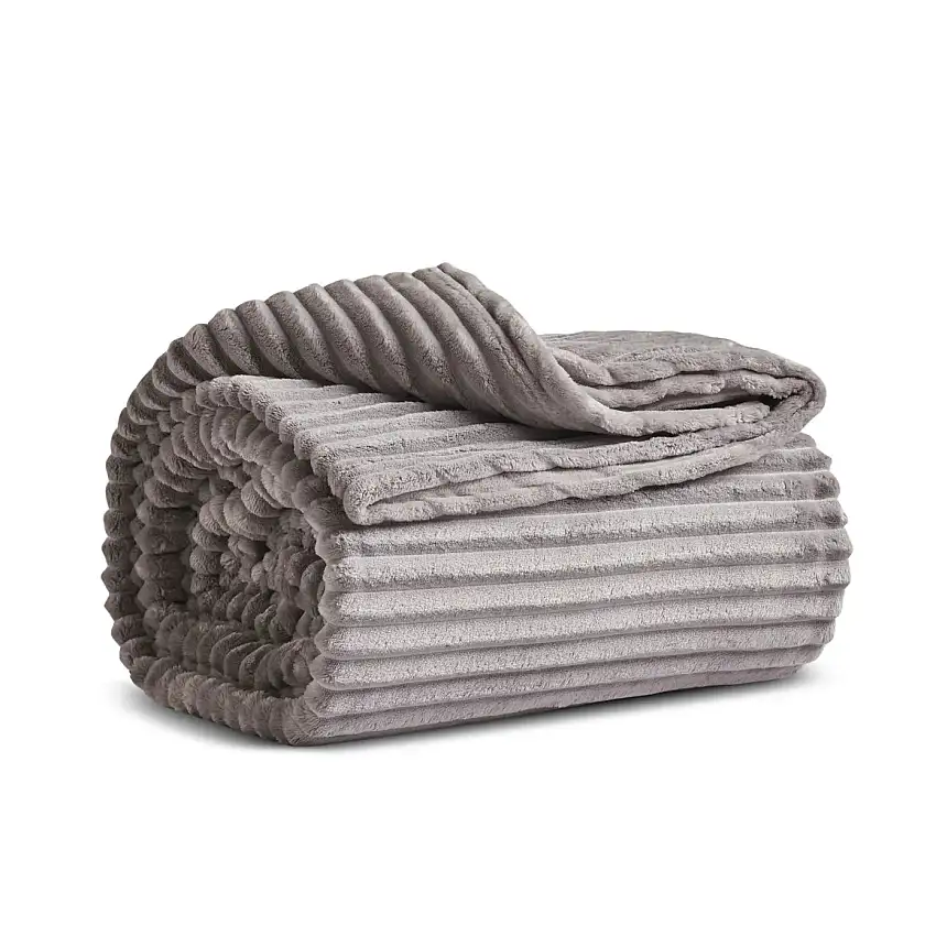 Karaca Ruby Stripe Wellsoft Einzel Decke, Grau