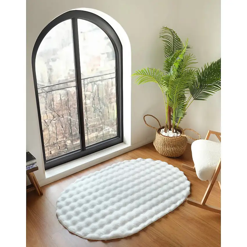 Kaşmir Halı Cosy Premium Bubble Weiß Oval 100x150 cm
