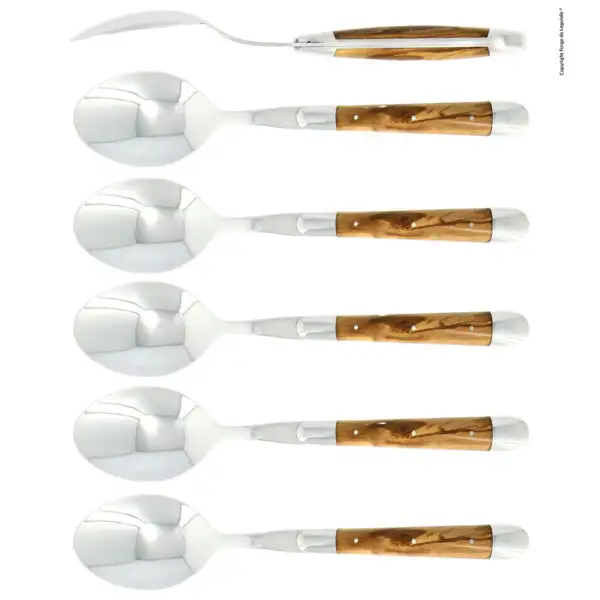 Cuillères à soupe, brillantes en olivier, coffret de 6