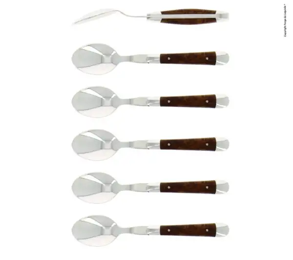 Cuillères à café, brillantes en thuya, coffret de 6