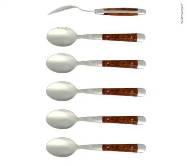 Cuillères à café, satinées en thuya, coffret de 6