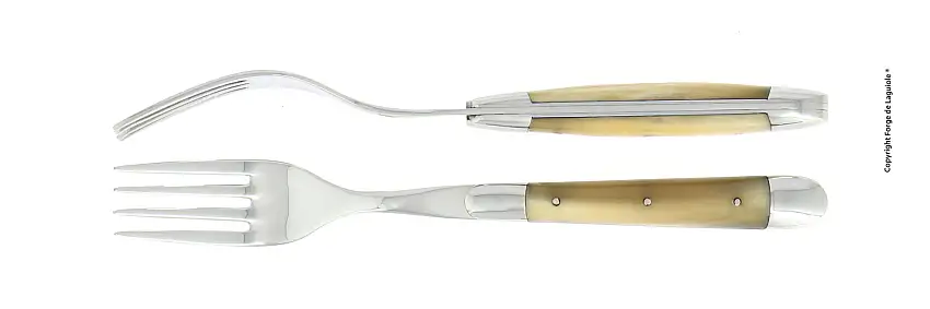 Fourchettes brillantes en corne claire, coffret de 2