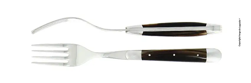 Fourchettes brillantes en corne foncée, coffret de 2