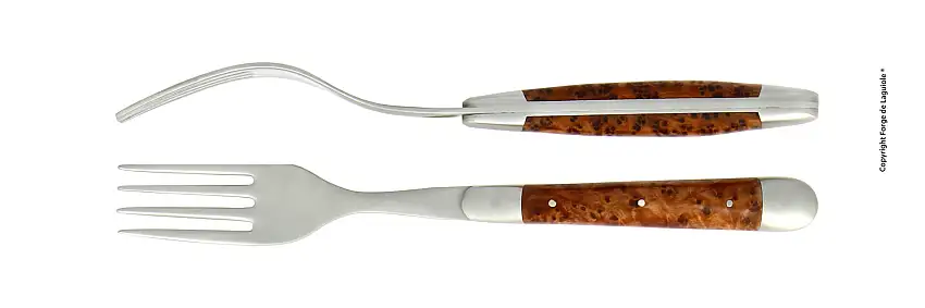 Fourchettes satinées en thuya, coffret de 2