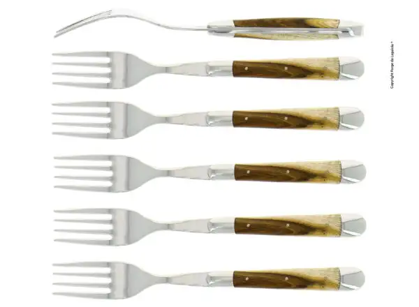 Fourchettes brillantes en pistachier, coffret de 6