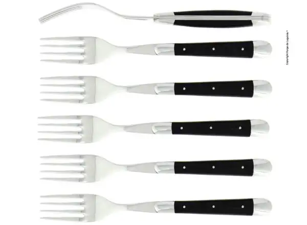 Fourchettes brillantes en acrylique noir, coffret de 6