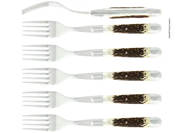 Fourchettes brillantes en bois de cerf, coffret de 6