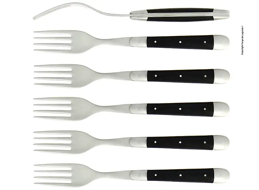 Fourchettes satinées en ébène, coffret de 6