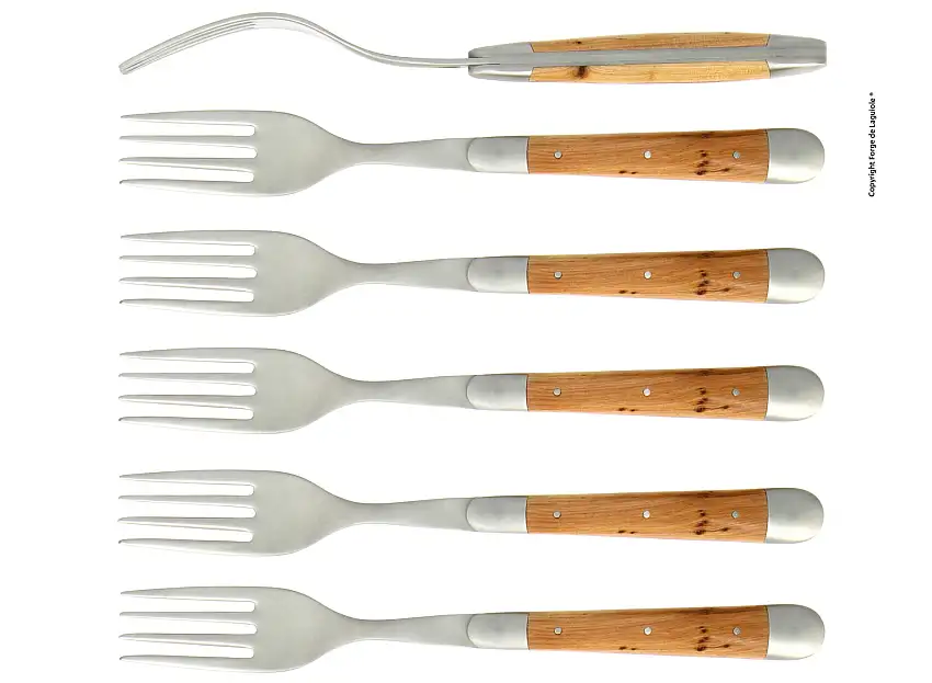 Fourchettes satinées en genévrier, coffret de 6