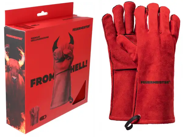 Feuermeister Grillhandschuh, Gr. 10 Spaltleder Rot