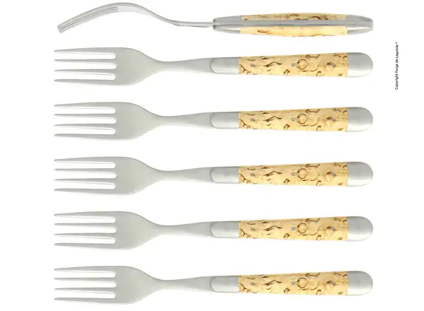 Fourchettes satinées en bouleau, coffret de 6