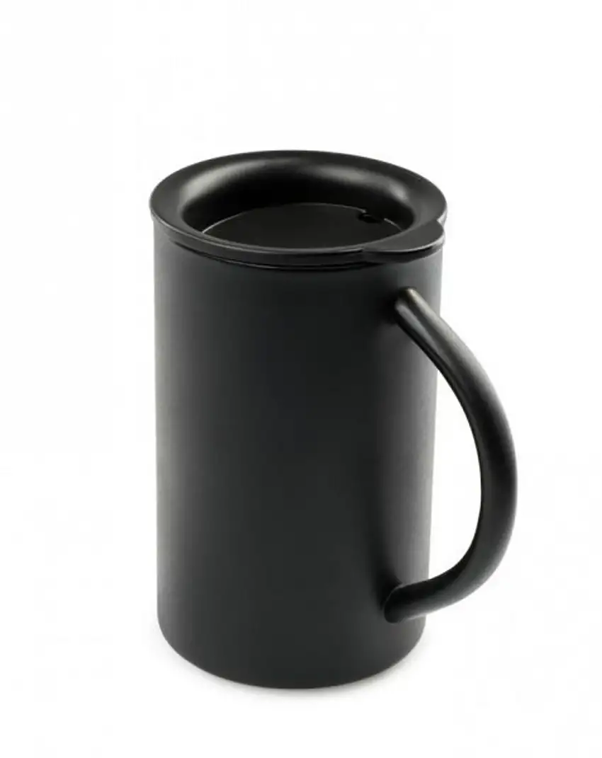 GSI Outdoors Edelstahl Henkelbecher mit Deckel, 445 ml, schwarz, schwarz