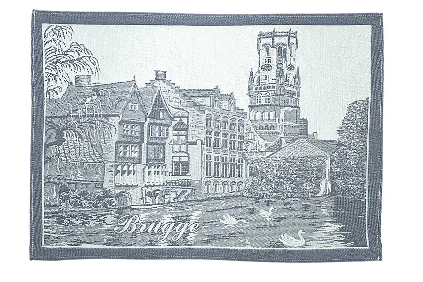Geschirrtuch Baumwolle Brügge Grau – Jacquard