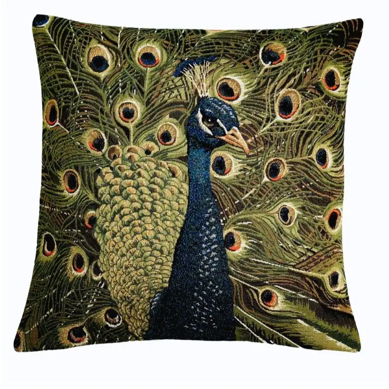 Kissenhülle Gobelin Pfau mit offenem Rad